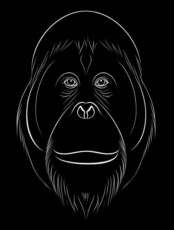 Line art of an orangutan